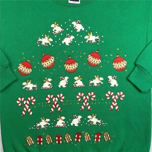 vintage 80s POLAR BEAR CHRISTMAS CARTOON CREWNECK Sweatshirt M‎ granny sweater